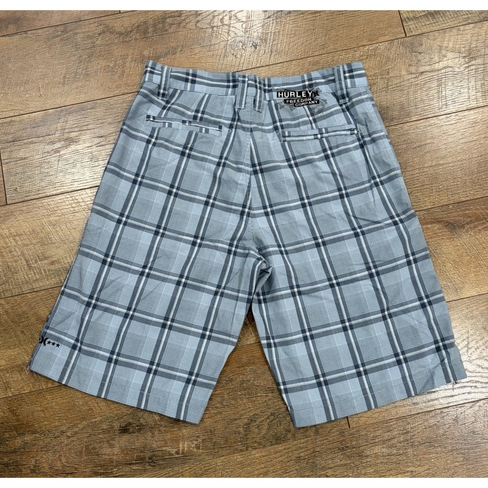 Vintage Y2k Hurley Plaid Chino Shorts 32 Light Blue 2000s Surf Grunge